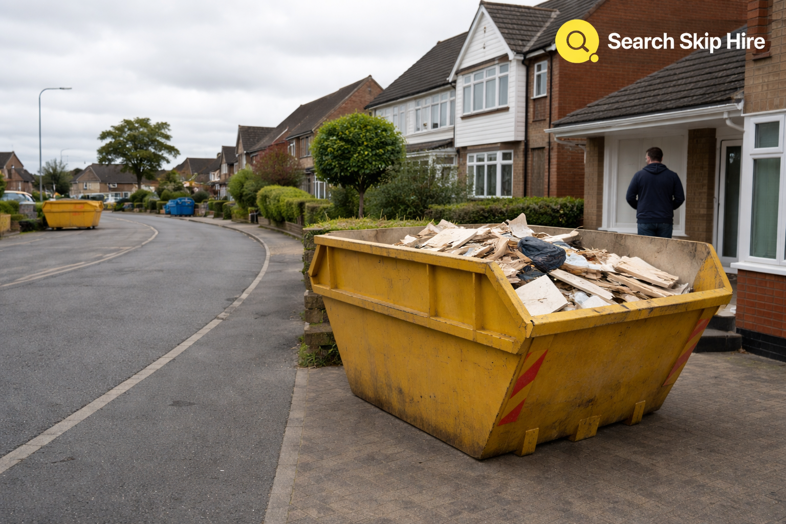 How much skip hire costs in the UK with skip on driveway during home renovation