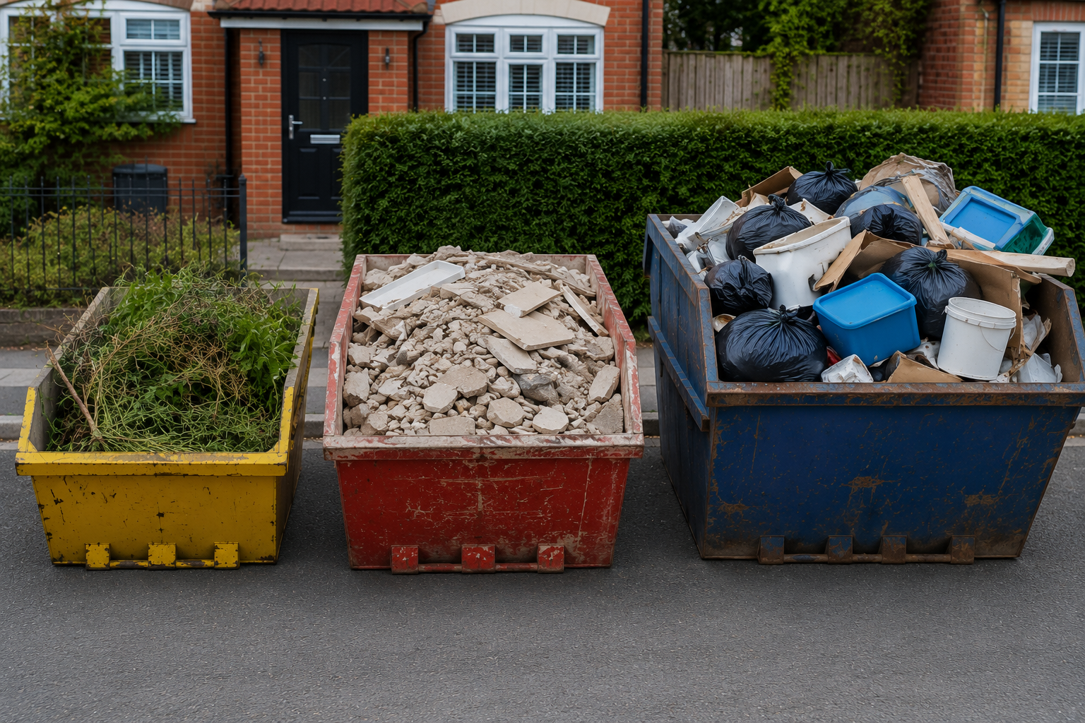 Different skip sizes with visible capacity differences for household waste&nbsp;