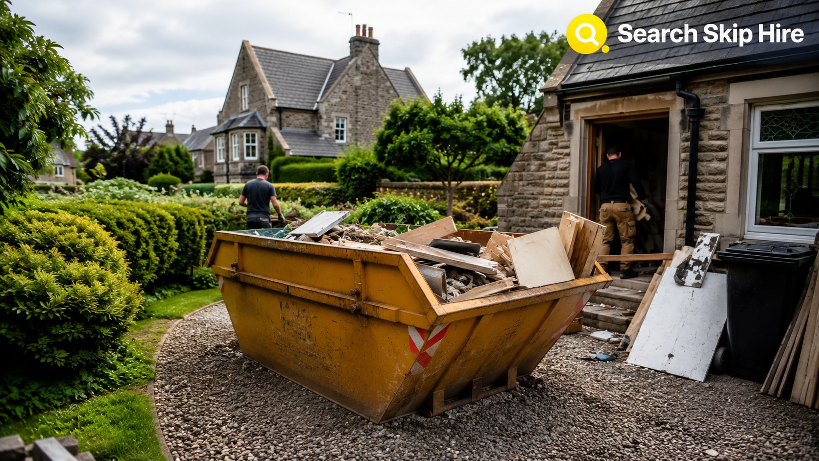 Skip hire Angus for a home renovation project with a builders skip on a residential driveway.