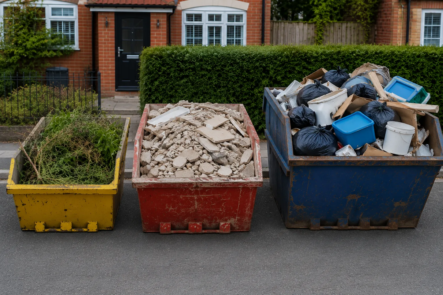 Different skip sizes with visible capacity differences for household waste&nbsp;