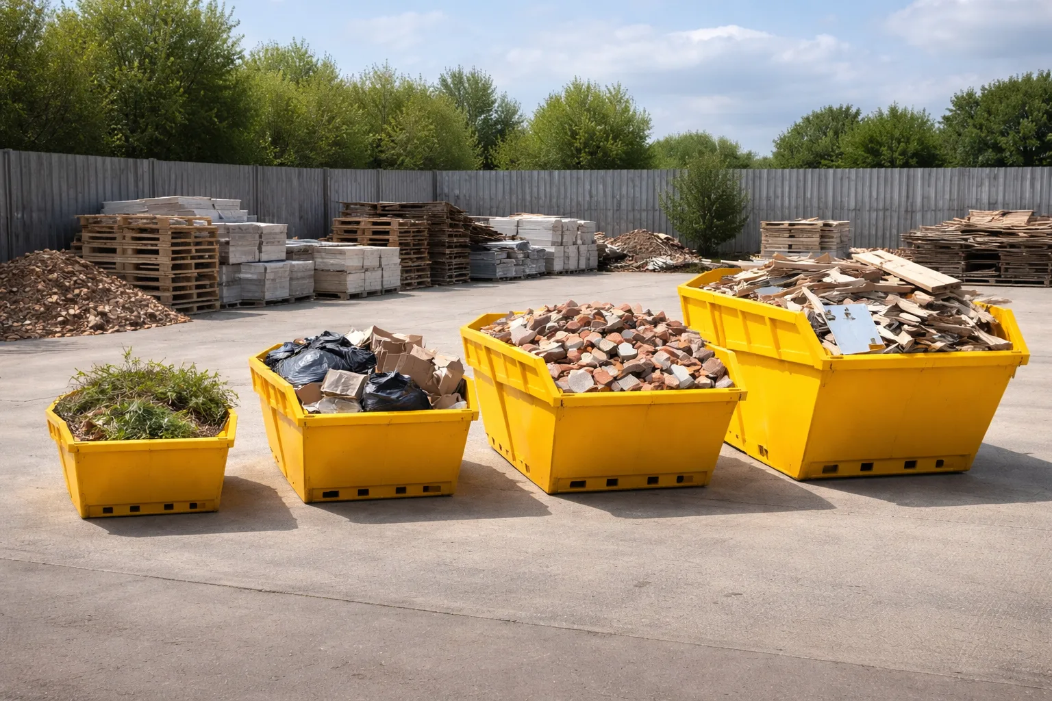 Step by step skip hire process showing delivery, filling, and collection of a skip in the UK.