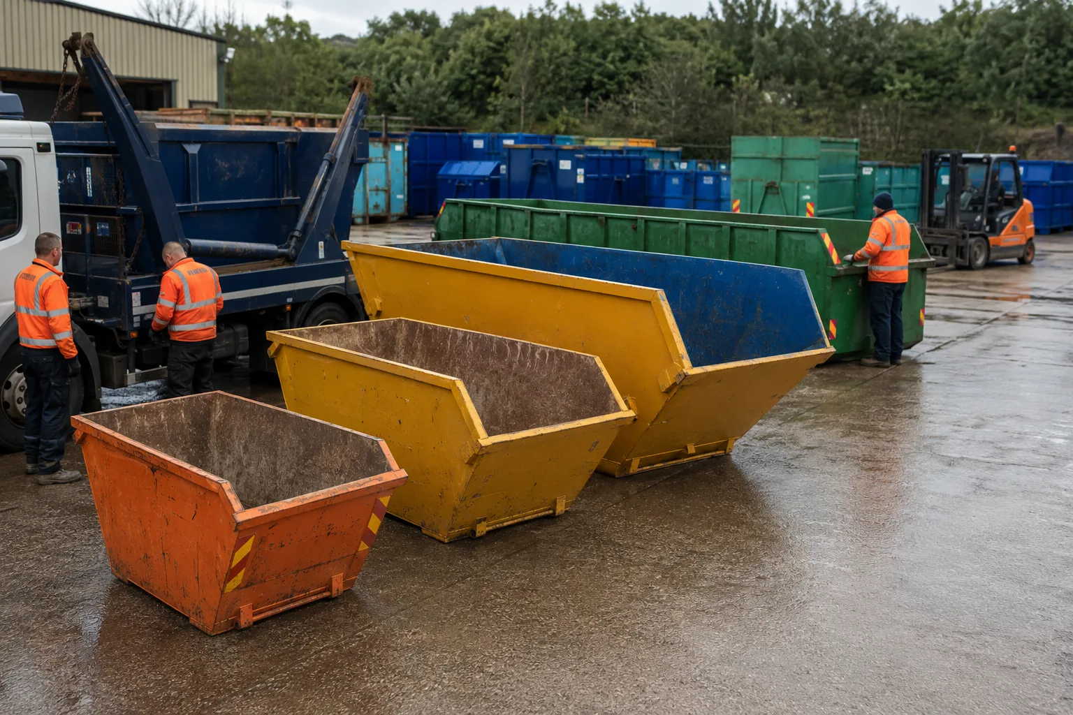 Skip hire Cheshire options with different skip sizes prepared for local waste removal projects.